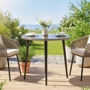 Gartentisch mit verstellbaren Füssen für 4 Personen Stahl Rattan grau