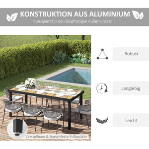 Gartentisch Esstisch pflegeleicht für 8 Personen Aluminium