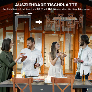 Gartentisch ausziehbar pflegeleicht 160-220cm Aluminium Holzoptik