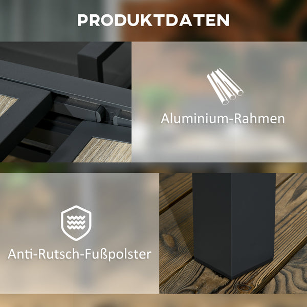 Gartentisch ausziehbar pflegeleicht 160-220cm Aluminium Holzoptik