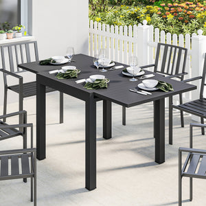Gartentisch ausziehbar rechteckig für 4 bis 6 Personen Aluminium
