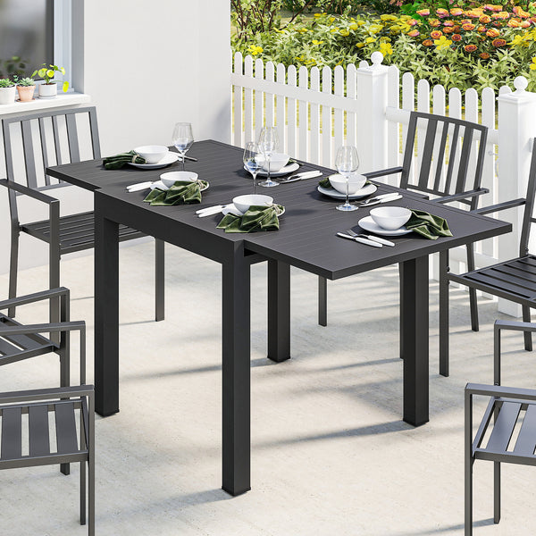 Gartentisch ausziehbar rechteckig für 4 bis 6 Personen Aluminium