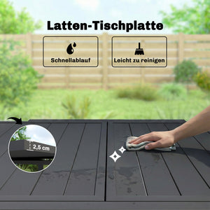 Gartentisch ausziehbar rechteckig für 4 bis 6 Personen Aluminium