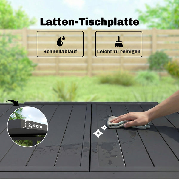 Gartentisch ausziehbar rechteckig für 4 bis 6 Personen Aluminium