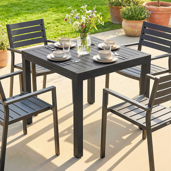 Gartentisch ausziehbar rechteckig für 4 bis 6 Personen Aluminium