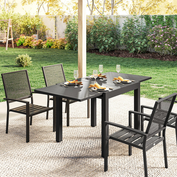 Gartentisch ausziehbar rechteckig für 4 bis 6 Personen Aluminium