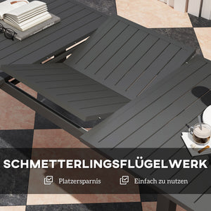 Gartentisch ausziehbar wetterfest für Balkon Terrasse Aluminium grau