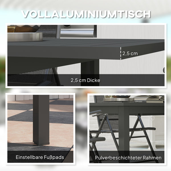 Gartentisch ausziehbar wetterfest für Balkon Terrasse Aluminium grau