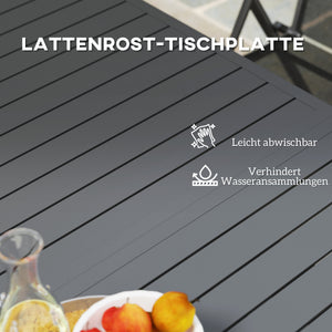 Gartentisch ausziehbar wetterfest für Balkon Terrasse Aluminium grau