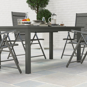 Gartentisch ausziehbar wetterfest für Balkon Terrasse Aluminium grau