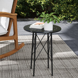 Gartentisch Bistrotisch rund mit Blumenmuster Stahl schwarz