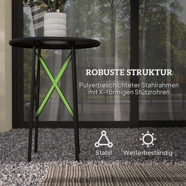 Gartentisch Bistrotisch rund mit Blumenmuster Stahl schwarz