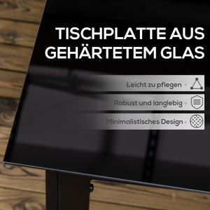 Gartentisch wetterfest mit Glasplatte für 6 Personen schwarz