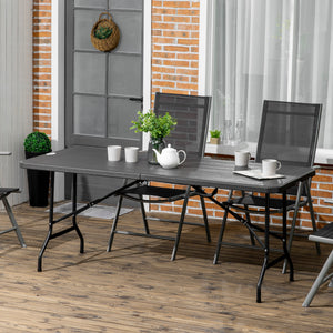 Gartentisch klappbar für 6 Personen in Holzoptik dunkelgrau