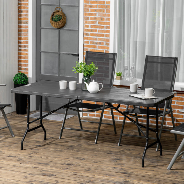 Gartentisch klappbar für 6 Personen in Holzoptik dunkelgrau