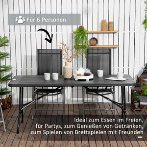 Gartentisch klappbar für 6 Personen in Holzoptik dunkelgrau