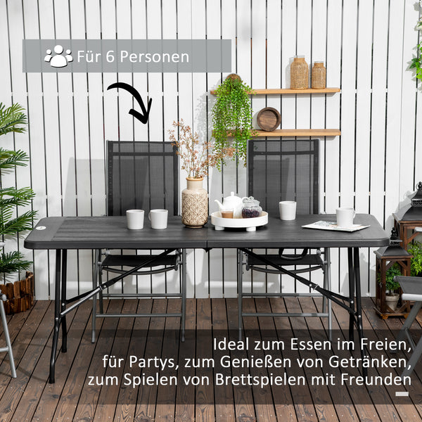 Gartentisch klappbar für 6 Personen in Holzoptik dunkelgrau