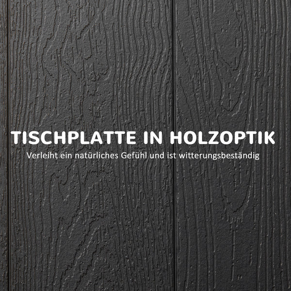 Gartentisch klappbar für 6 Personen in Holzoptik dunkelgrau