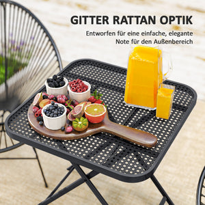 Gartentisch klappbar wetterfest quadratisch für Balkon schwarz