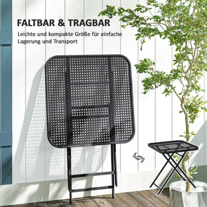 Gartentisch klappbar wetterfest quadratisch für Balkon schwarz