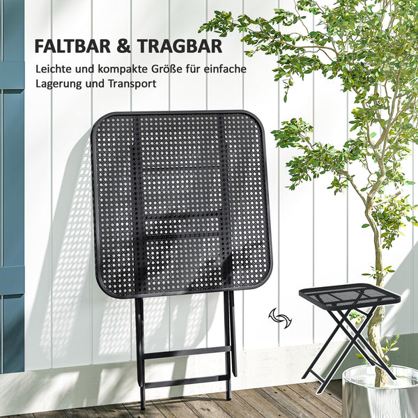 Gartentisch klappbar wetterfest quadratisch für Balkon schwarz