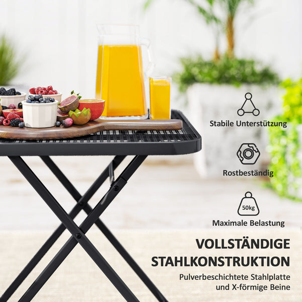 Gartentisch klappbar wetterfest quadratisch für Balkon schwarz