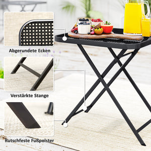 Gartentisch klappbar wetterfest quadratisch für Balkon schwarz