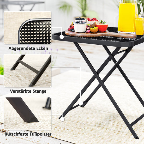 Gartentisch klappbar wetterfest quadratisch für Balkon schwarz