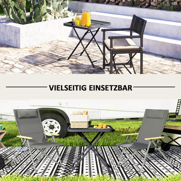 Gartentisch klappbar wetterfest quadratisch für Balkon schwarz