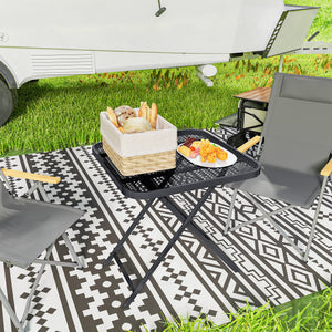 Gartentisch klappbar wetterfest quadratisch für Balkon schwarz