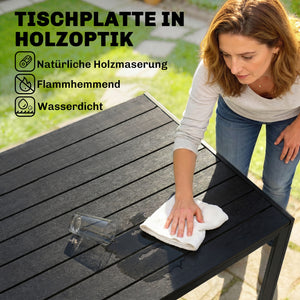 Gartentisch wetterfest für Garten Balkon Terrasse Kunststoff schwarz