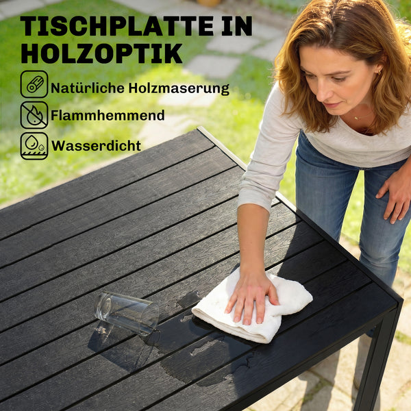 Gartentisch wetterfest für Garten Balkon Terrasse Kunststoff schwarz