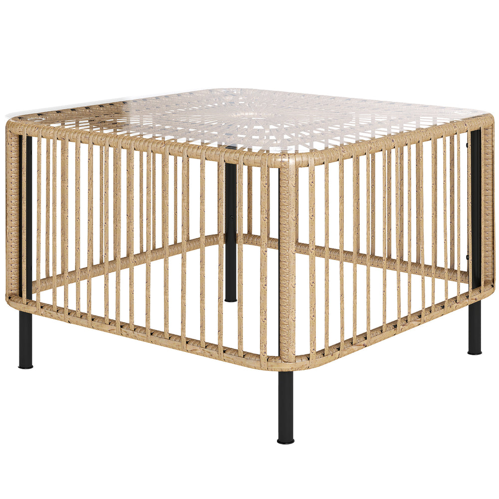 Gartentisch Polyrattan quadratisch wetterfest mit Glasplatte