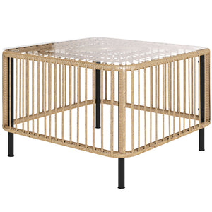 Gartentisch Polyrattan quadratisch wetterfest mit Glasplatte