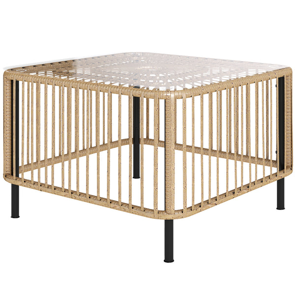 Gartentisch Polyrattan quadratisch wetterfest mit Glasplatte