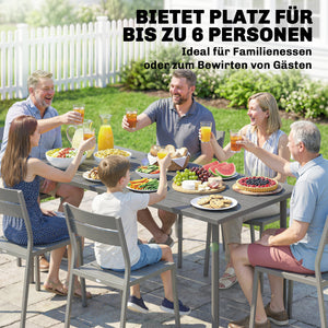 Gartentisch rechteckig mit Stahlrahmen für 6 Personen