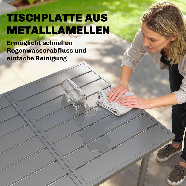 Gartentisch rechteckig mit Stahlrahmen für 6 Personen