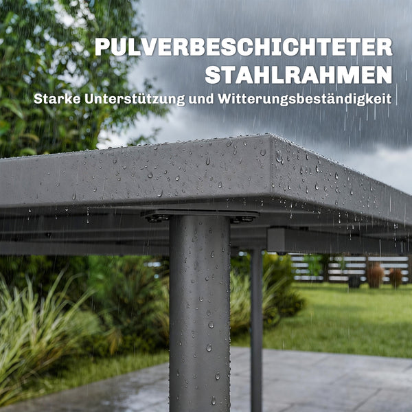 Gartentisch rechteckig mit Stahlrahmen für 6 Personen