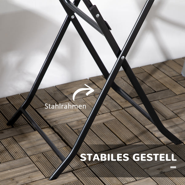 Gartentisch rund klappbar für 2 Personen in Holzoptik dunkelgrau