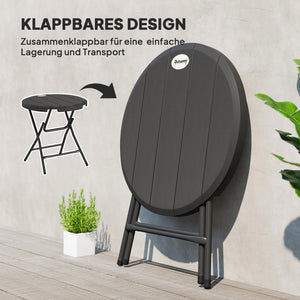 Gartentisch rund klappbar für 4 Personen in Holzoptik dunkelgrau
