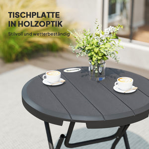 Gartentisch rund klappbar für 4 Personen in Holzoptik dunkelgrau