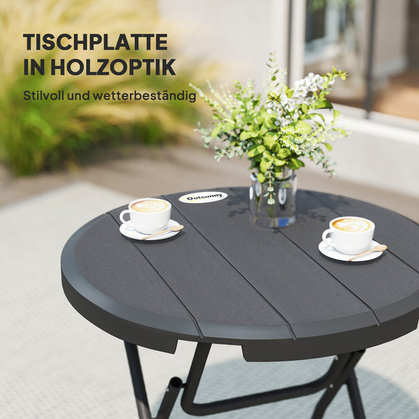 Gartentisch rund klappbar für 4 Personen in Holzoptik dunkelgrau