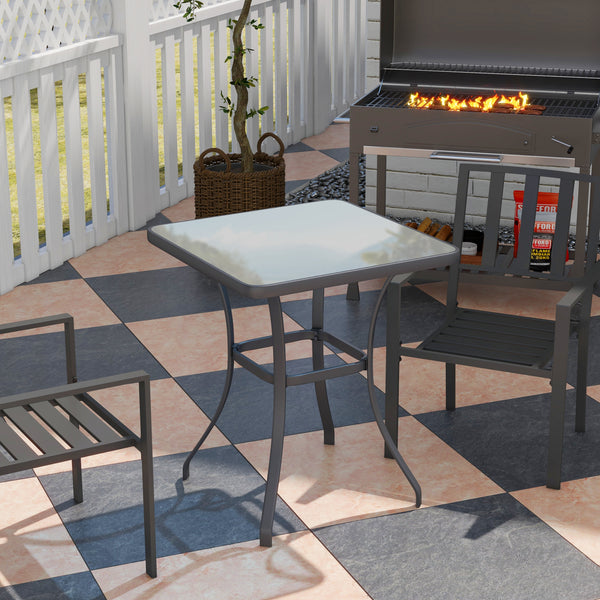 Gartentisch rund für Balkon Glas Metall schwarz