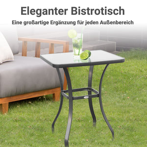 Gartentisch rund für Balkon Glas Metall schwarz