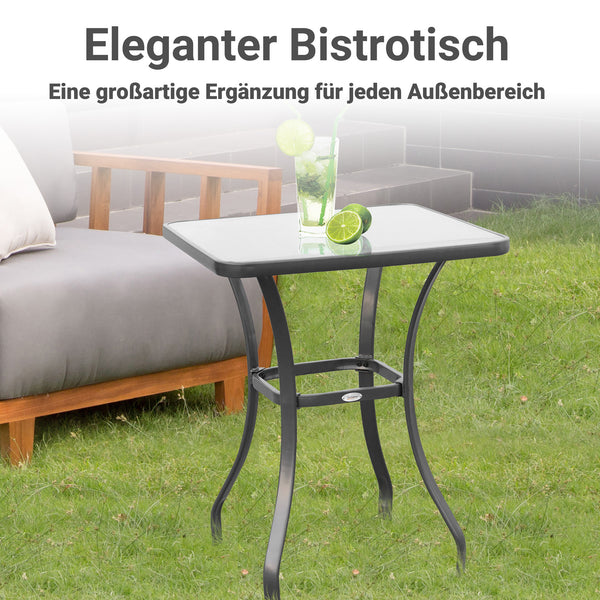 Gartentisch rund für Balkon Glas Metall schwarz