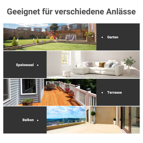 Gartentisch rund für Balkon Glas Metall schwarz