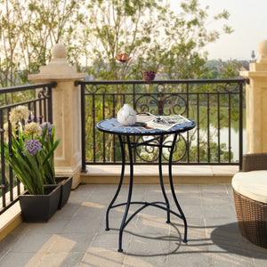 Gartentisch rund wetterfest Outdoor für Balkon Terrasse Metall