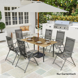 Gartentisch wetterfest mit Schirmloch Stahl braun