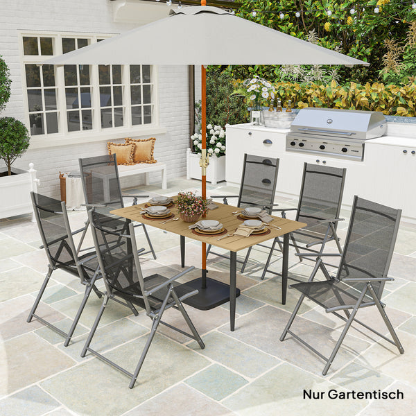 Gartentisch wetterfest mit Schirmloch Stahl braun