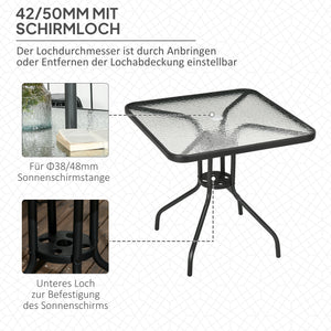 Gartentisch wetterfest rutschfest mit Schirmloch Stahl schwarz